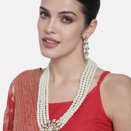 Peora Gold-Plated & White Kundan Pearl Jewellery Set-4