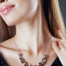 Rubans Rhodium-Plated Bold Layered Multicolored Cubic Zirconia Necklace Set-picture-38