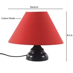 Devansh Red Solid Contemporary Frustum Table Lamp image 2