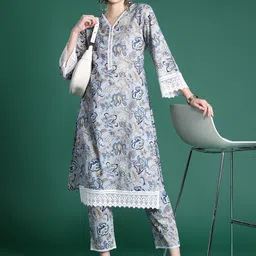 Indo Era Women Printed Pure Cotton Ethnic Co-Ords Set-picture-32