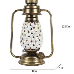 Devansh Multicoloured Textured Mosaic Glass Table Lantern image 2