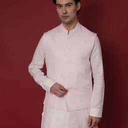 RARE RABBIT Men Caps Slim Fit Linen Woven Nehru Jacket-15