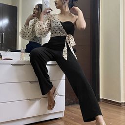 Athena Women Stylish Black Printed One-Shoulder Jumpsuit-picture-32