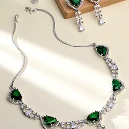 ASMITTA JEWELLERY Silver-Plated CZ-Studded Jewellery Set-53