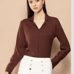 her by invictus Solid Cuban Collar Formal Top-image-17