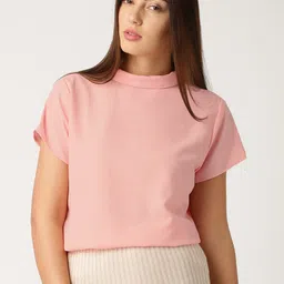 ETHER Pink Polyester Boxy Top-image-45