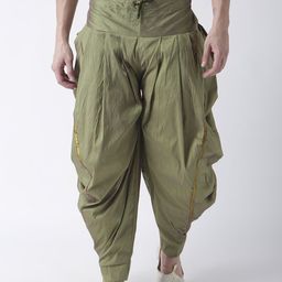 DEYANN Men Green Solid Silk Dhoti-image-75