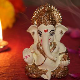 TIED RIBBONS Gold Toned Small Ganesh Statue-image-45