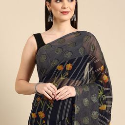 HERE&NOW Floral Printed Pure Georgette Saree-24
