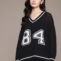 MANGO Applique Detail Open Knit Pullover-image-51