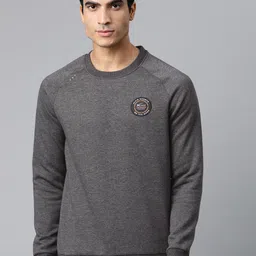 Alcis Men Charcoal Grey Solid Sweatshirt-picture-24