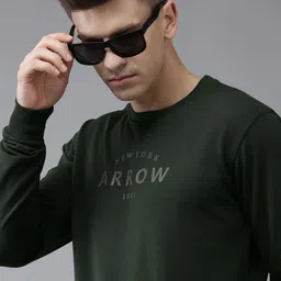 Arrow Men Green Brand Logo Print Sweatshirt-picture-8