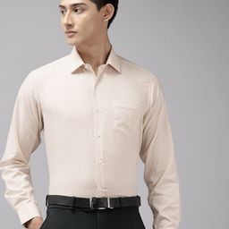 Van Heusen Pure Cotton Custom Fit Self Design & Checked Formal Shirt-image-47