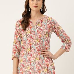 FERANOID Ethnic Motifs Printed Pure Cotton Kurti-image-11