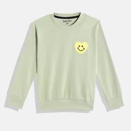 White Snow Girls Smiley Applique Sweatshirt-image-66