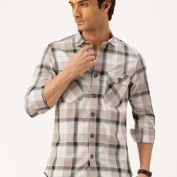 Integriti Pure Cotton Slim Fit Checked Casual Shirt-image-82