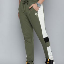 Flying Machine Men Olive Green Colourblocked Mid Rise Casual Track Pants-image-27