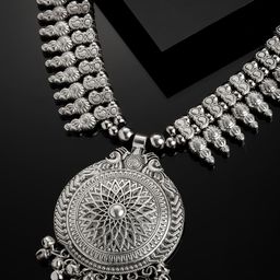 PANASH Silver-Toned German Silver Oxidised Necklace-87