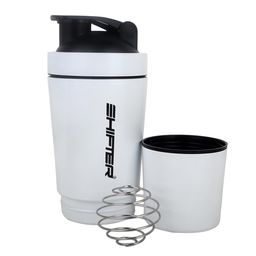 GHC Stainless Steel Shaker Bottle,  White (with Extra Compartment)  590 ml -image-43