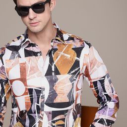 French Connection Slim Fit Geometric Printed Pure Cotton Casual Shirt-image-63