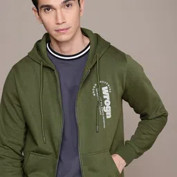 WROGN Brand Logo Printed Hooded Sweatshirt-image-13