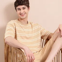 Mast & Harbour Horizontally Striped Drop-Sleeves T-shirt with Shorts-picture-23