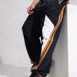 WROGN Men Colourblocked Oversized Track Pants With Side Stripe Detail-image-18