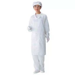 AS ONE Dust-free Clothing AS240C Unisex Coat 5L 100% Polyester With Conductive Yarn White, 1-6361-07-26