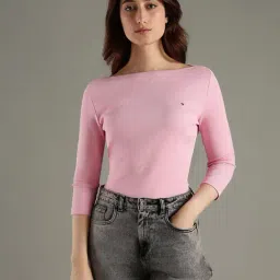 Tommy Hilfiger Pink Cotton Slim Fit T-Shirt-picture-27