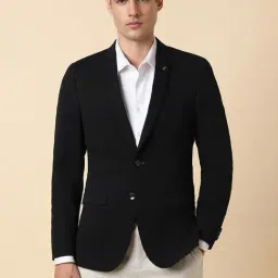 Allen Solly Black Cotton Slim Fit Texture Blazer-picture-33