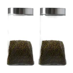 Femora Transparent Glass Square Kitchen Storage Jar With Airtight Steel Lid 1500ml - Set of 2-46