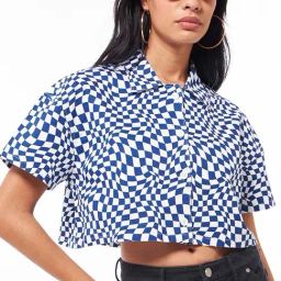 Bewakoof Blue Printed Crop Shirt-image-24