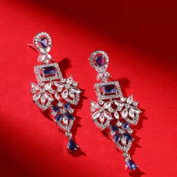 Priyaasi Blue American Diamond Contemporary Drop Earring-41