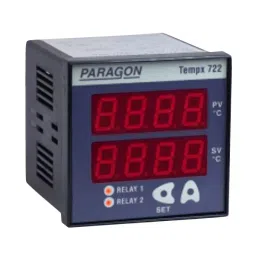 Paragon Single or Two Set Point Programmable Temperature Controller 90 to 250 V AC/DC and 72 x 72 x 74 mm Size, TEMPX-722-21