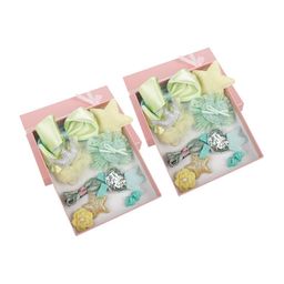 Yellow Bee Girls Set Of 20 Turquoise Blue & Yellow Embellished Hair Accessories-32