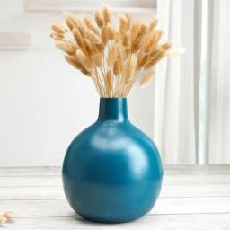 BEHOMA Home Collection Opal Blue Metal Flower Vase-38