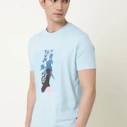 Rare Rabbit Blue Cotton Slim Fit Graphic T-Shirt-picture-6
