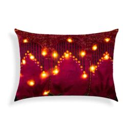 Home4U Anarkali Maroon Poly Satin & LED Cushion Cover - Set of 1-image-49