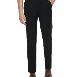 Louis Philippe Permapress Black Flat Front Trousers-picture-21