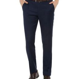 Van Heusen Navy Flat Front Trousers-image-13