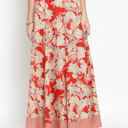 Sera Red Floral Print Skirt-image-80
