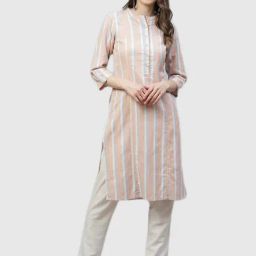 Ayaany Peach Striped Kurta-image-54