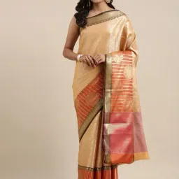 Banarasi Silk Works Beige Silk Woven Saree With Unstitched Blouse-image-54