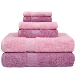 Haus & Kinder Self Lilac & Pink 500 GSM Cotton Towel Combo - Set of 6-image-20