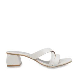 Mochi Women's White Cross Strap Sandals-image-46