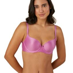 Triumph Purple Striped Under-Wired Medium Coverage T-Shirt Bra-picture-37