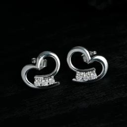 SHEER by Priyaasi Silver Heart Shaped Stud Earring-3