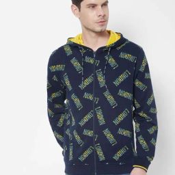 Pepe Jeans Blue Cotton Regular Fit Printed Hooded Sweatshirts-image-122