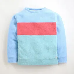 Cherry Crumble By Nitt Hyman Kids Blue & Red Color Block Full Sleeves Sweatshirt-image-36