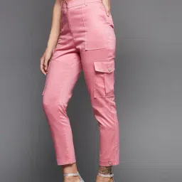 Miss Chase Pink Relaxed Fit Regular Length Trousers-picture-16